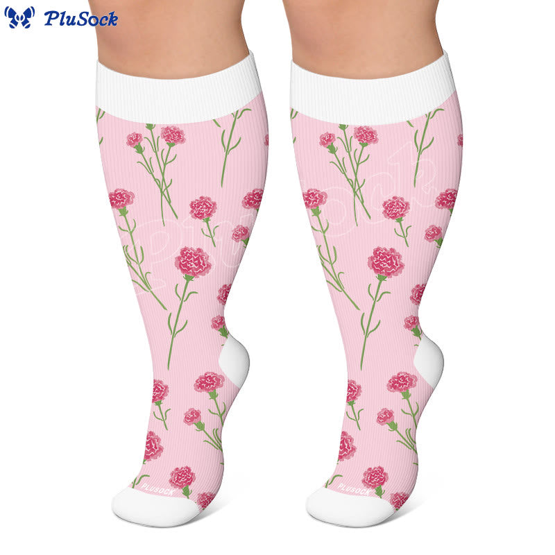 Plusock Plus Size Carnations Roses Compression Socks - image 2