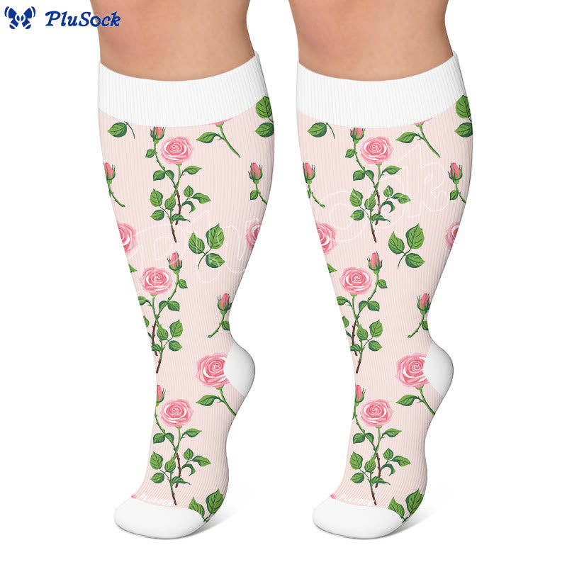 Plusock Plus Size Carnations Roses Compression Socks - image 3