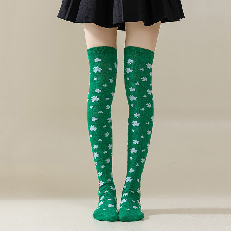Plusock Green Stripe Thigh High Socks(3 Pairs) - B - EU36-40(US3-7) - image 0