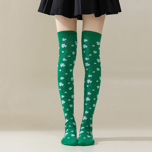 Plusock Green Stripe Thigh High Socks(3 Pairs) - B - EU36-40(US3-7) - image 0