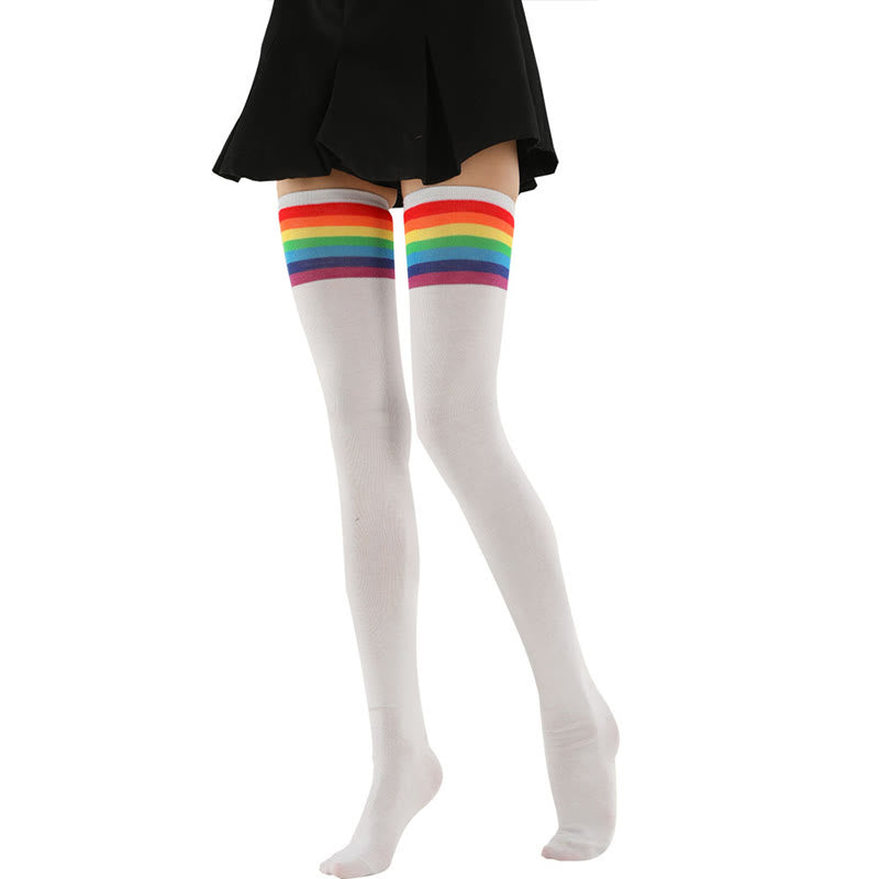 Plusock Rainbow Stripes Thigh High Socks(2 Pairs) - image 4