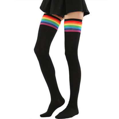 Plusock Rainbow Stripes Thigh High Socks(2 Pairs) - image 3