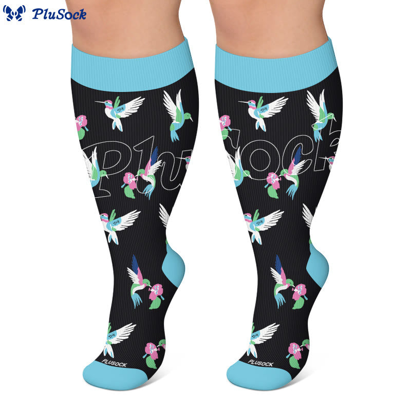 Plusock Plus Size Whimsical Bird Compression Socks - image 3