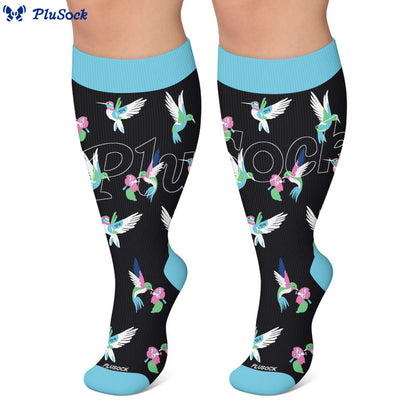 Plusock Plus Size Whimsical Bird Compression Socks - image 3