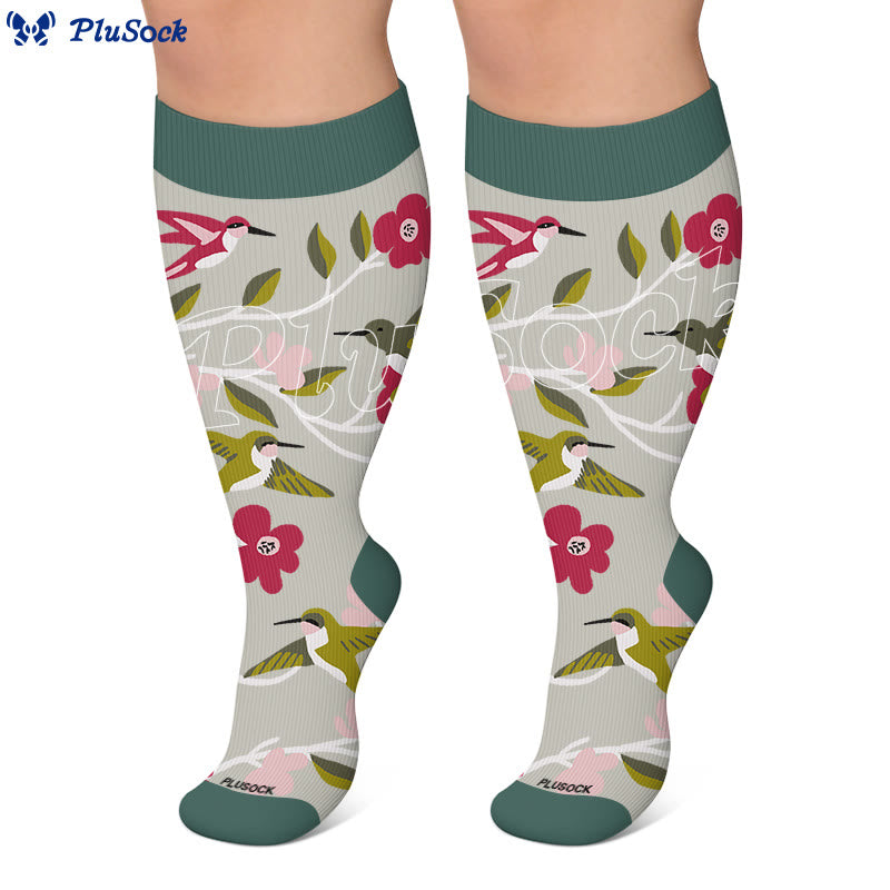 Plusock Plus Size Whimsical Bird Compression Socks - image 2