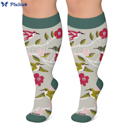 Plusock Plus Size Whimsical Bird Compression Socks - image 2