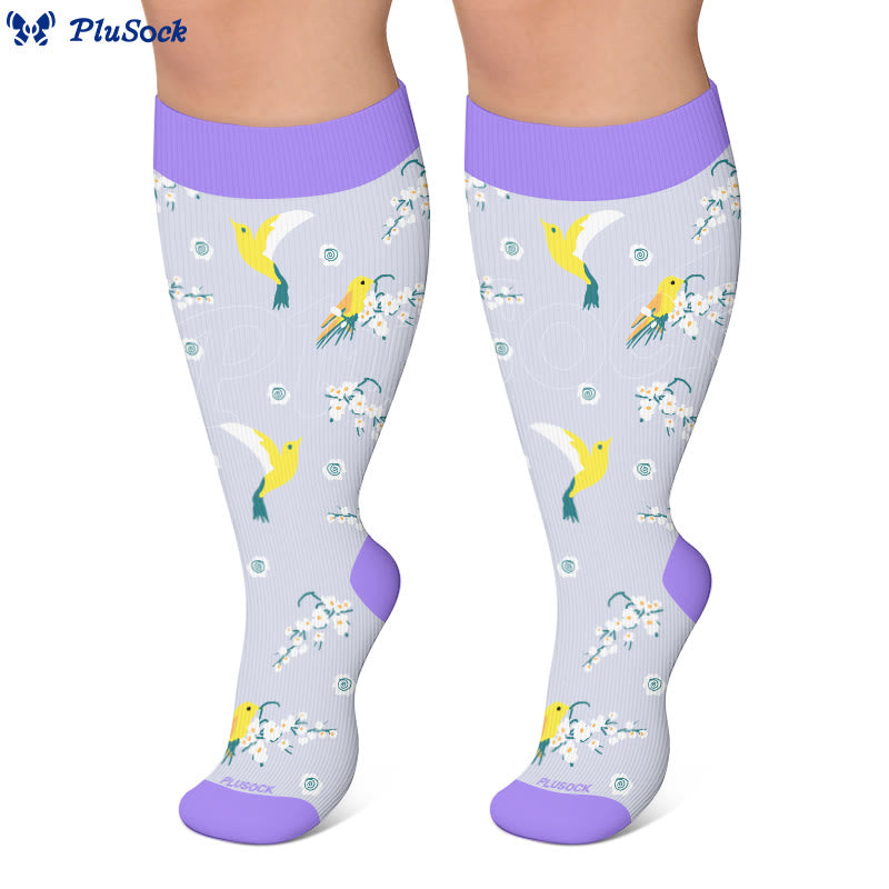 Plusock Plus Size Charming Bird Compression Socks - image 3
