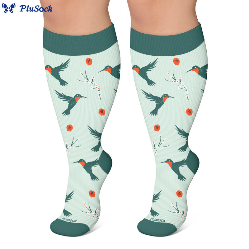 Plusock Plus Size Charming Bird Compression Socks - image 4