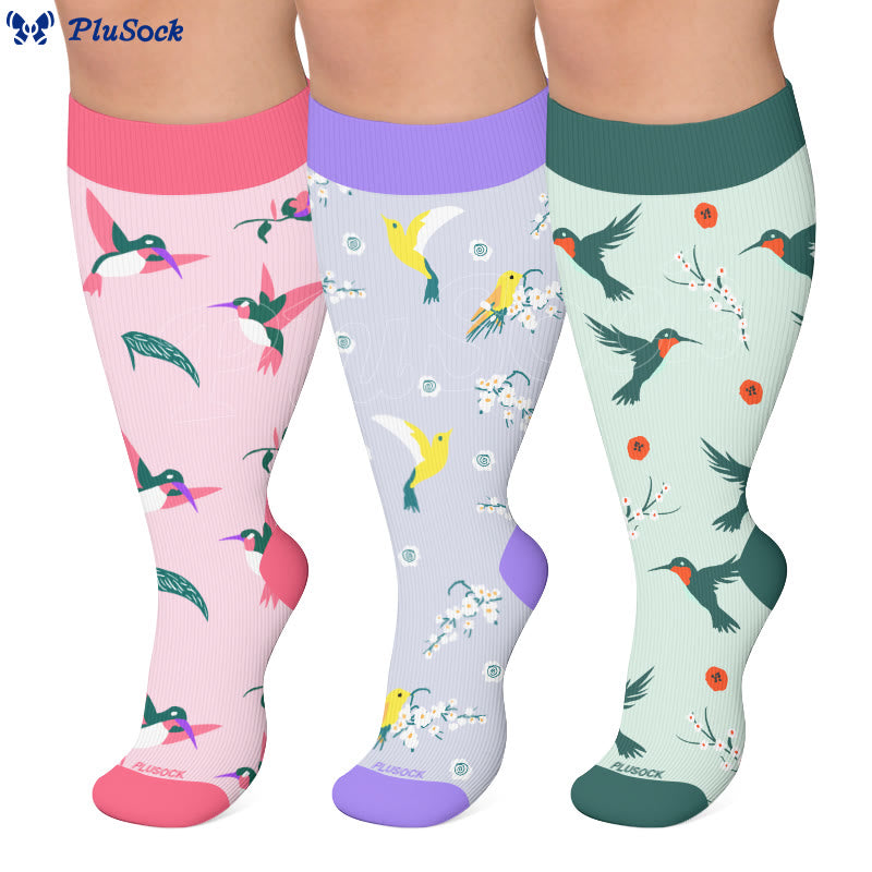 Plusock Plus Size Charming Bird Compression Socks - image 0