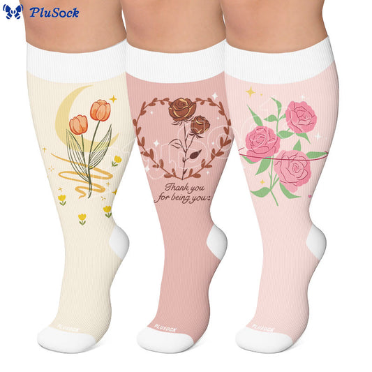 Plusock Plus Size Floral Gratitude Compression Socks - image 0
