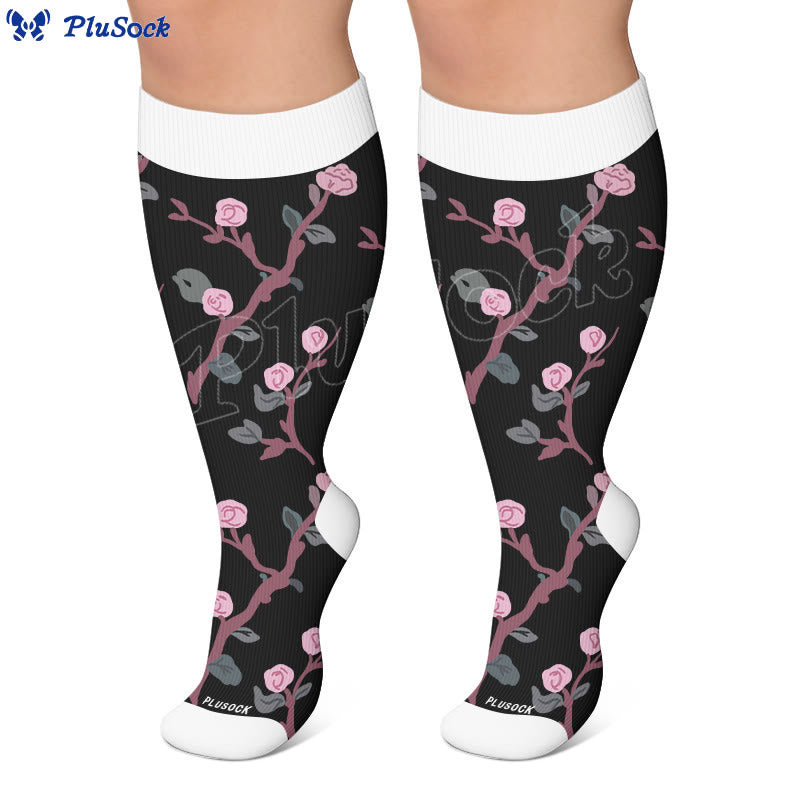 Plusock Plus Size Midnight Floral Compression Socks - image 2