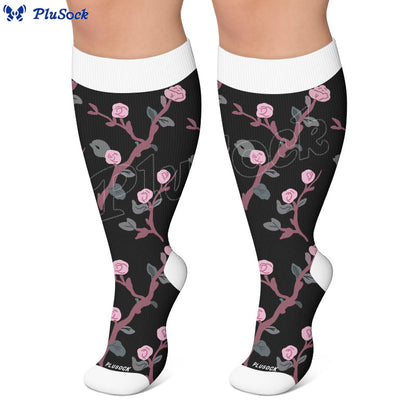 Plusock Plus Size Midnight Floral Compression Socks - image 2