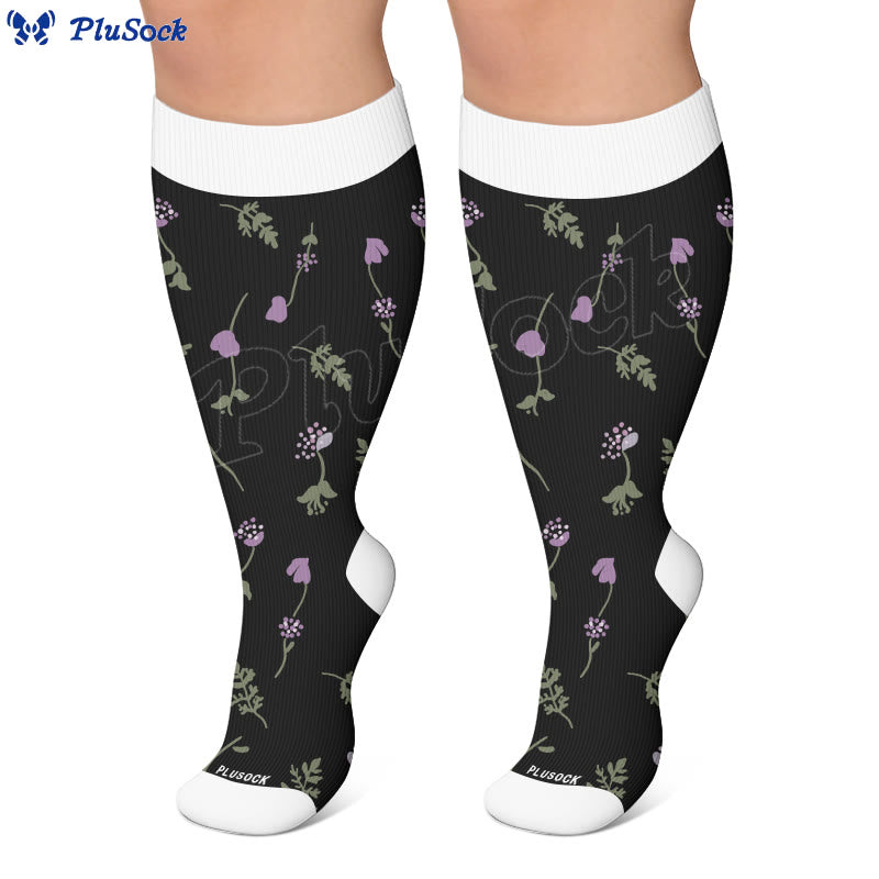 Plusock Plus Size Midnight Floral Compression Socks - image 4