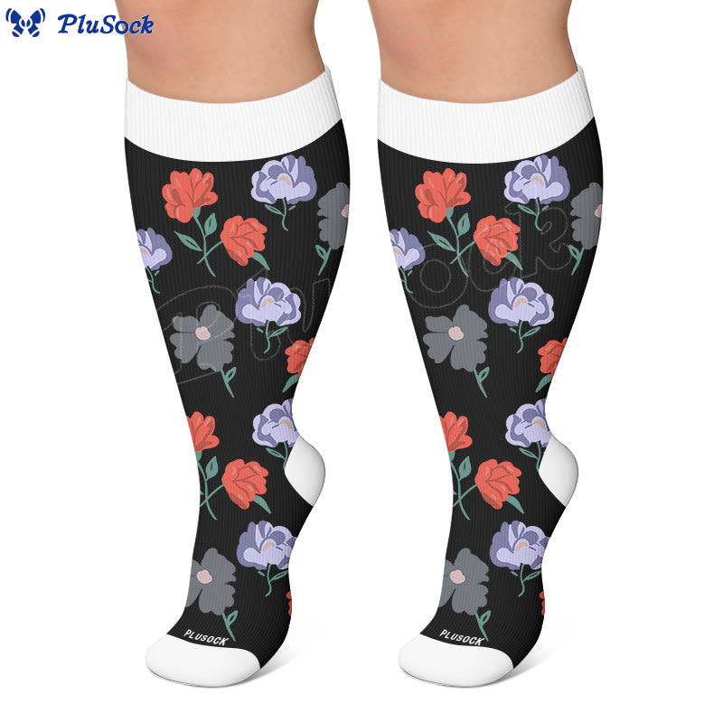 Plusock Plus Size Midnight Floral Compression Socks - image 3
