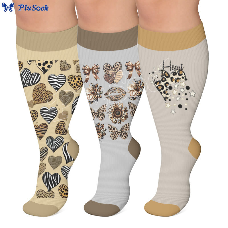 Plusock Plus Size Leopard Print Compression Socks - image 0
