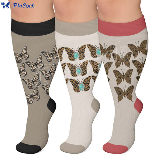 Plusock Plus Size Leopard Butterfly Compression Socks - image 0