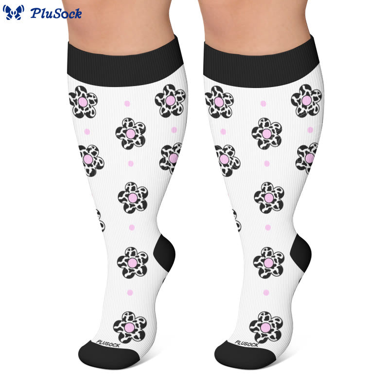 Plusock Plus Size Butterfly Heart Grid Compression Socks - image 3