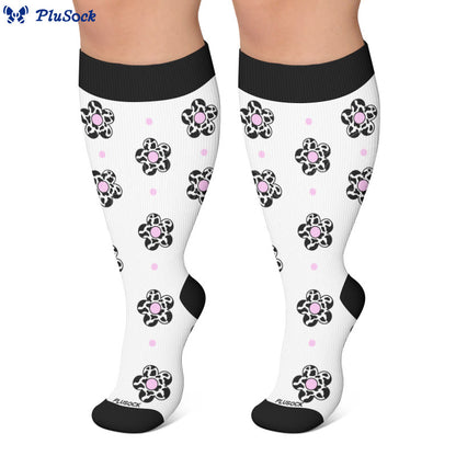 Plusock Plus Size Butterfly Heart Grid Compression Socks - image 3