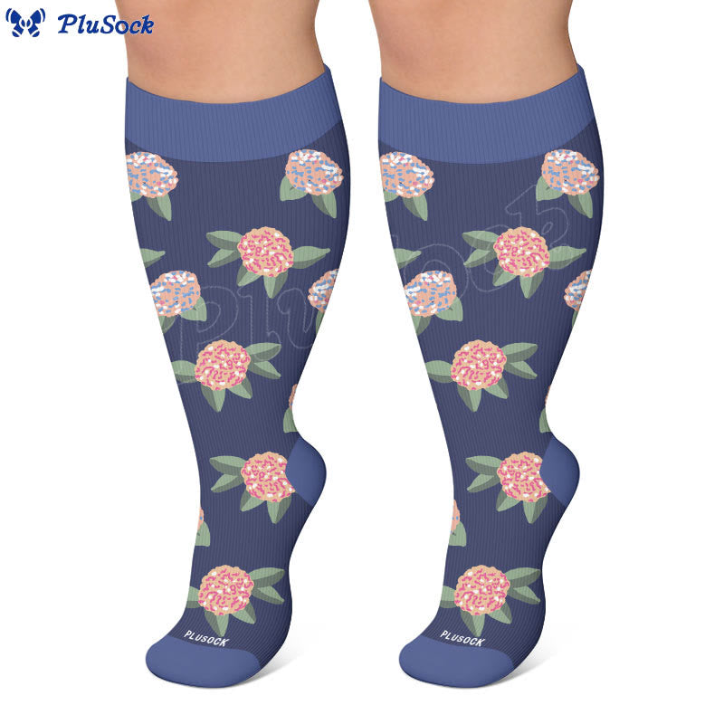 Plusock Plus Size Soft Floral Print Compression Socks - image 4