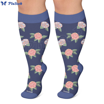Plusock Plus Size Soft Floral Print Compression Socks - image 4