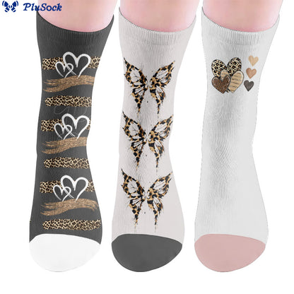 Plusock Leopard Butterfly Heart Socks - image 0