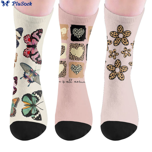 Plusock Butterfly Heart Leopard Print Socks - image 0