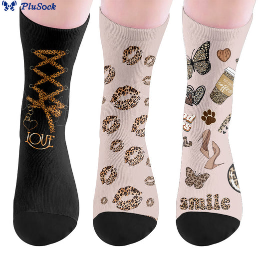 Plusock Leopard Print Lips Socks - image 0