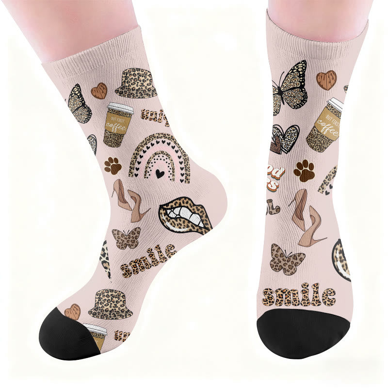Plusock Leopard Print Lips Socks - image 6