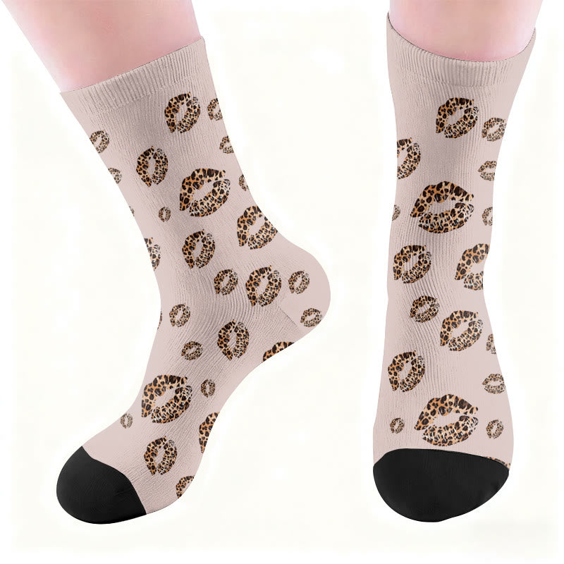 Plusock Leopard Print Lips Socks - image 5