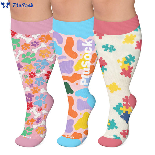 Plusock Plus Size Jigsa Dog Paw Compression Socks - image 0
