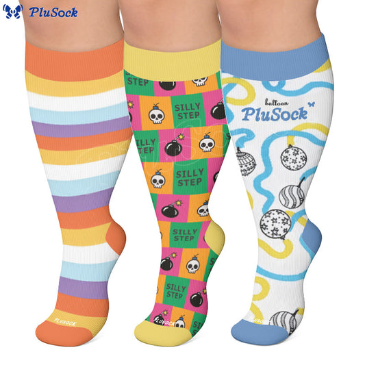 Plusock Plus Size Stripe Ballon Compression Socks - image 0