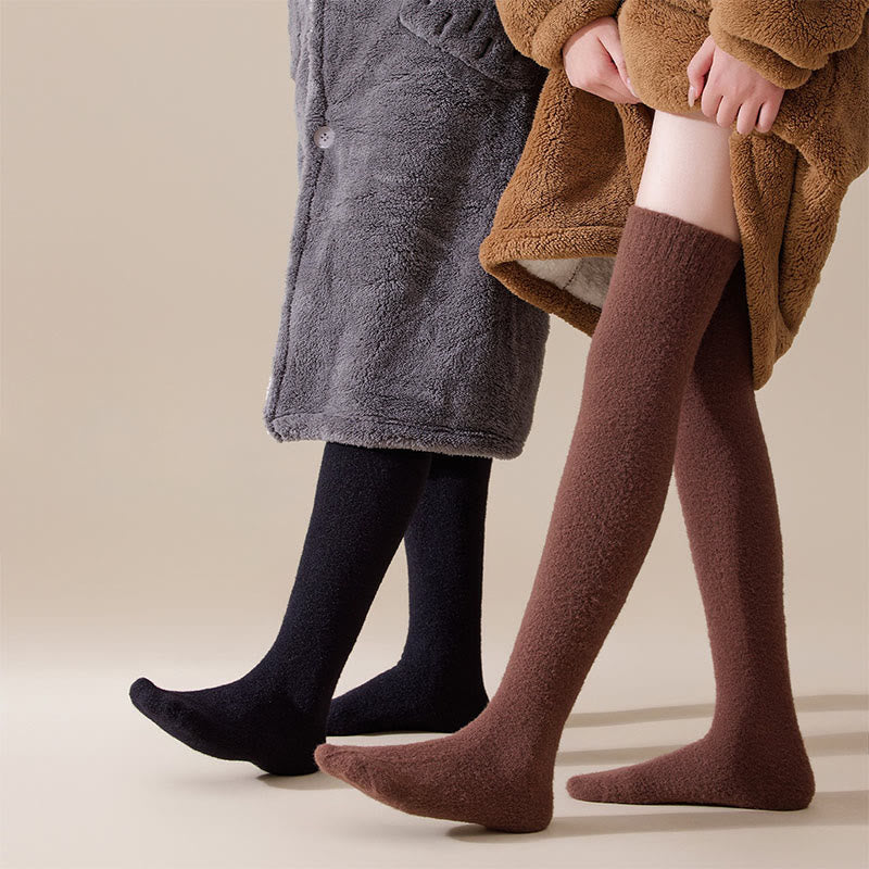 Plusock Plus Size Solid Color Thigh High Socks(2 Pairs) - image 4