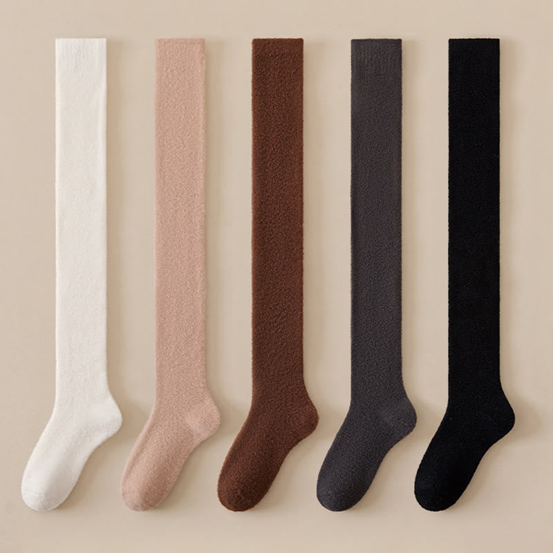 Plusock Plus Size Solid Color Thigh High Socks(2 Pairs) - image 9