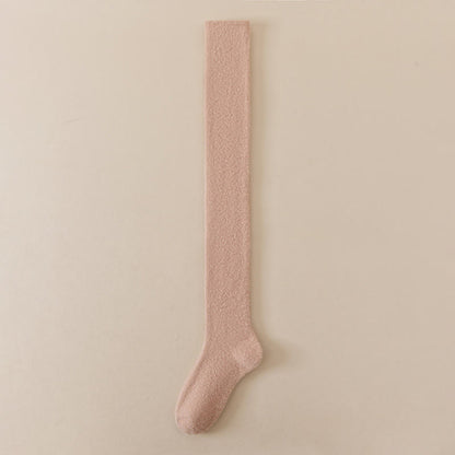 Plusock Plus Size Solid Color Thigh High Socks(2 Pairs) - Khaki - EU36-42(US3-8.5) - image 13
