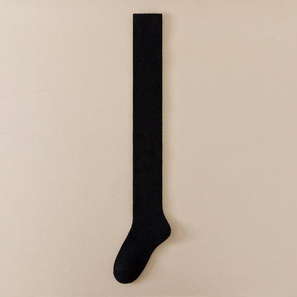 Plusock Plus Size Solid Color Thigh High Socks(2 Pairs) - Black - EU36-42(US3-8.5) - image 14