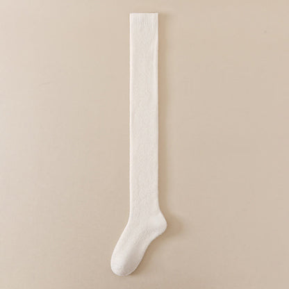 Plusock Plus Size Solid Color Thigh High Socks(2 Pairs) - Beige - EU36-42(US3-8.5) - image 12