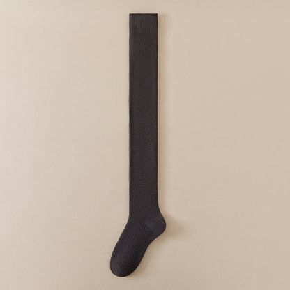Plusock Plus Size Solid Color Thigh High Socks(2 Pairs) - Dark Grey - EU36-42(US3-8.5) - image 11