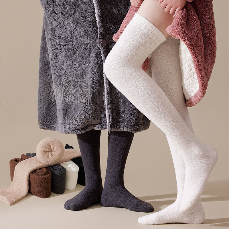 Plusock Plus Size Solid Color Thigh High Socks(2 Pairs) - image 0