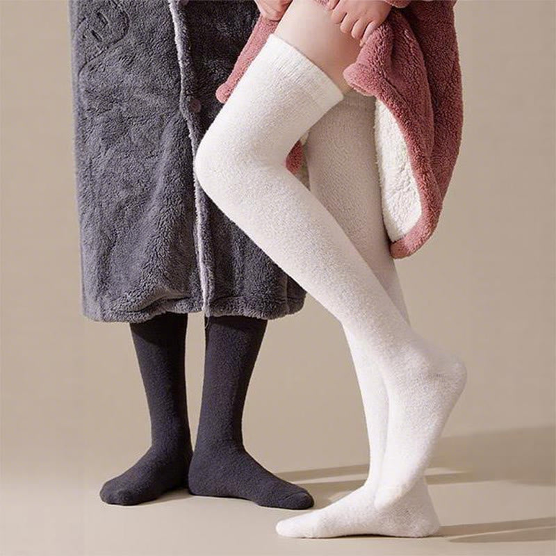 Plusock Plus Size Solid Color Thigh High Socks(2 Pairs) - image 6