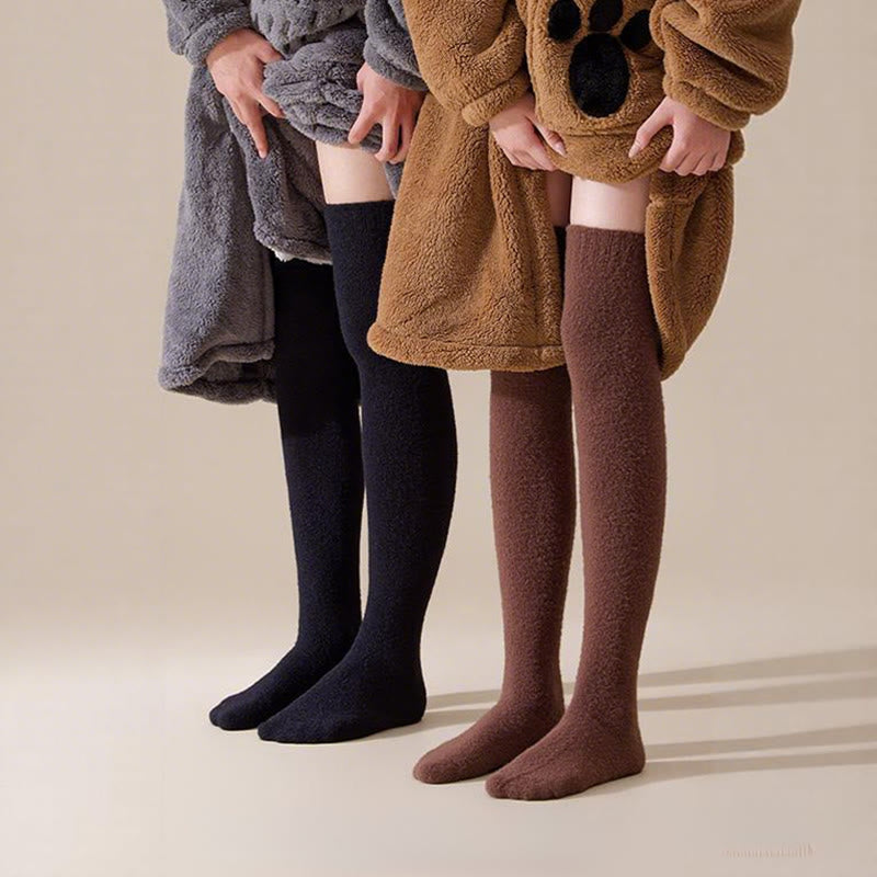 Plusock Plus Size Solid Color Thigh High Socks(2 Pairs) - image 5