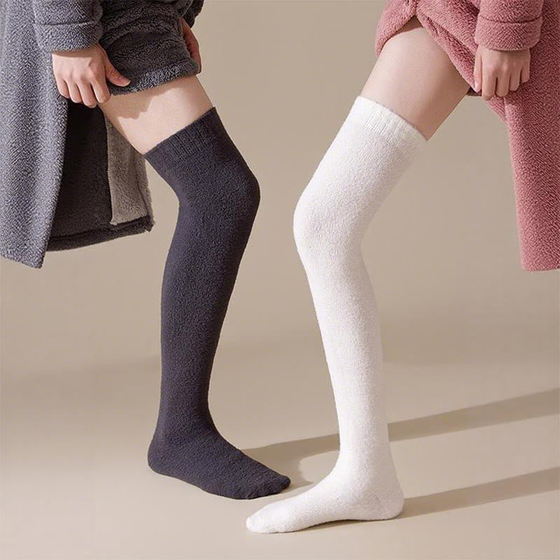 Plusock Plus Size Solid Color Thigh High Socks(2 Pairs) - image 8