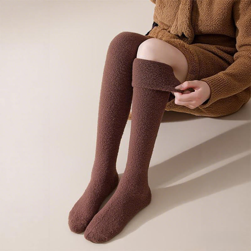 Plusock Plus Size Solid Color Thigh High Socks(2 Pairs) - image 1