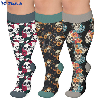Plusock Plus Size Skull Compression Socks - image 0