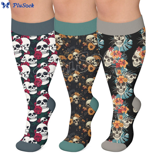 Plusock Plus Size Skull Compression Socks - image 0