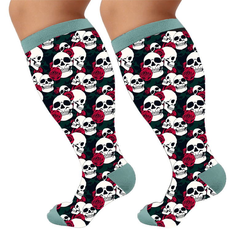 Plusock Plus Size Skull Compression Socks - Dark Romance(1Pair) - 4XL - image 5