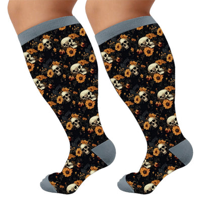 Plusock Plus Size Skull Compression Socks - Retro Mystery(1 Pair) - 4XL - image 8