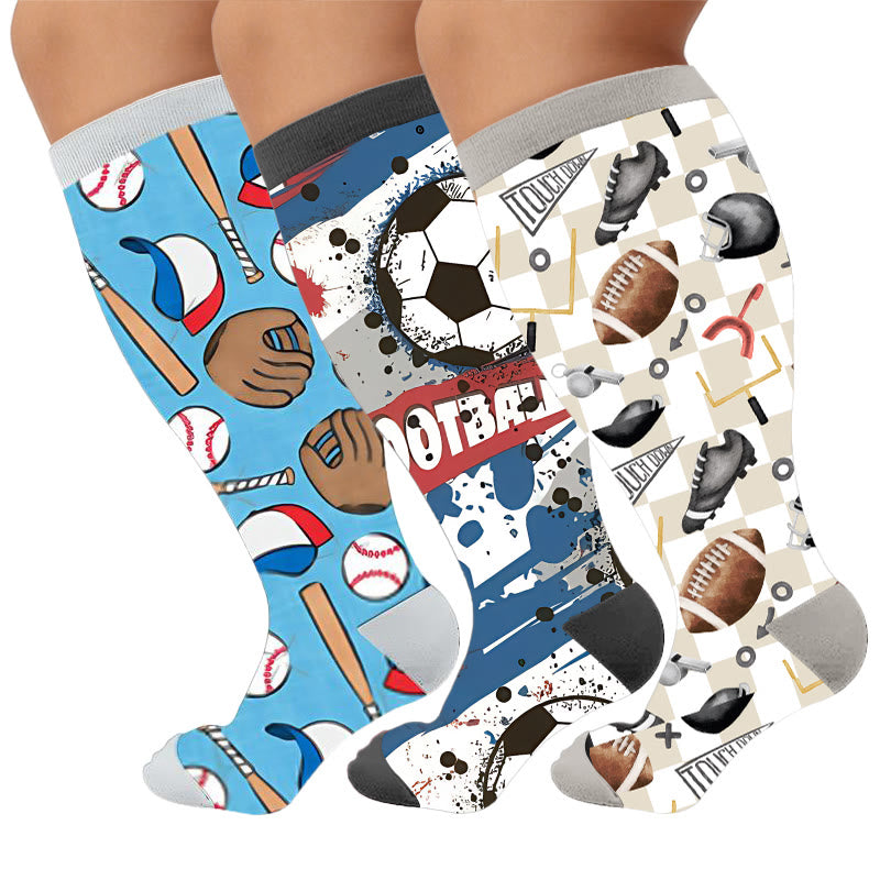 Plusock Plus Size Sports Compression Socks - Multicolor(3 Pairs) - 4XL - image 1