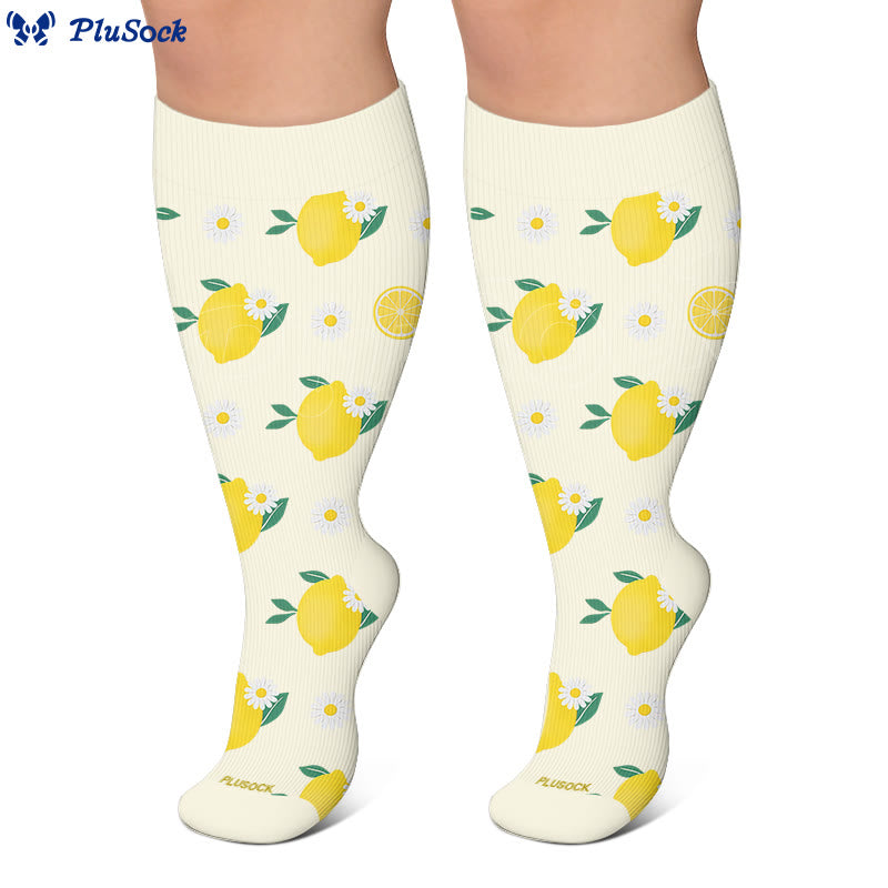 Plusock Plus Size Lemon Cherry Strawberry Compression Socks - image 4