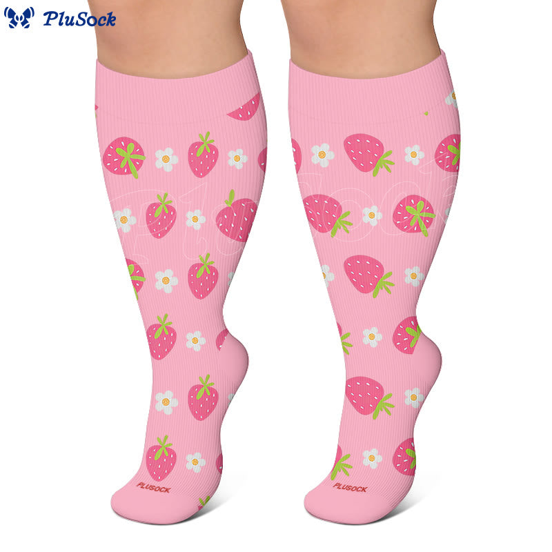 Plusock Plus Size Lemon Cherry Strawberry Compression Socks - image 3