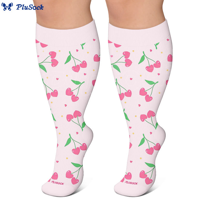 Plusock Plus Size Lemon Cherry Strawberry Compression Socks - image 2